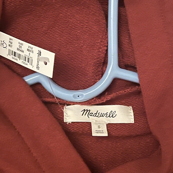 Madewell Pleat-Sleeve Shrunken Hoodie Sweatshirt Size Small - Picture 5 of 6